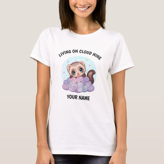 Camiseta Feminina de Furão Fofa Personalizada (Frente)
