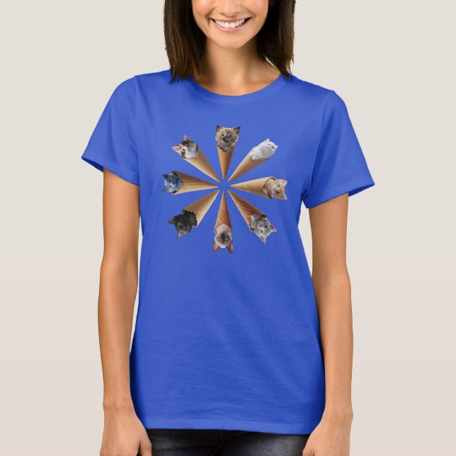 Camiseta Feminina de Gatinho Fofo em Cone (Frente)