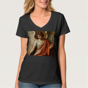 Camiseta Feminina de Gola V Anjo do Renascimento C