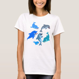 Camiseta Feminina de Golfinho de Desenho Animado F
