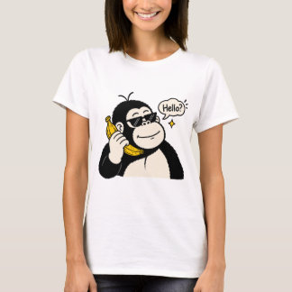 Camiseta Feminina de Gorila Engraçado com Telefone