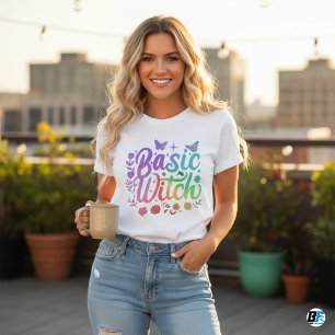 Camiseta Feminina de Halloween Básica de Bruxa Mod