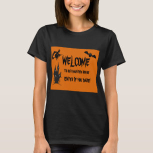 Camiseta Feminina de Halloween Casa Assombrada Ass