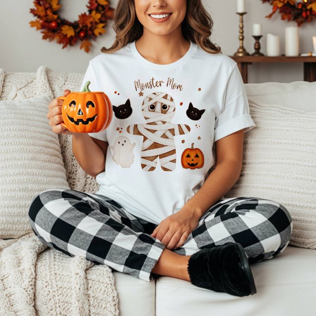 Camiseta Feminina de Halloween da Mamãe Monstro Mú (Criador carregado)