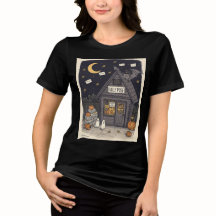 Camiseta Feminina de Halloween do Morcego Fantasma