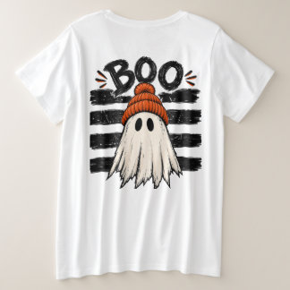 Camiseta Feminina de Halloween Laranja de Fantasma