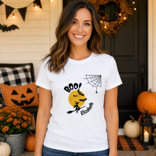 Camiseta Feminina de Halloween Personalizada com B (Criador carregado)