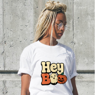 Camiseta Feminina de Halloween Retro Groovy “Hey