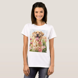Camiseta Feminina de Labrador Retriever Aquarela
