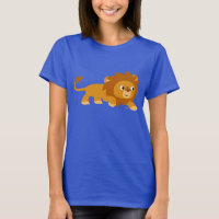 Camiseta Feminina de Leão de Desenho Animado Intel
