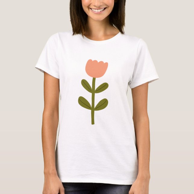 Camiseta Feminina de Manga Curta Casual – Algodão  (Frente)