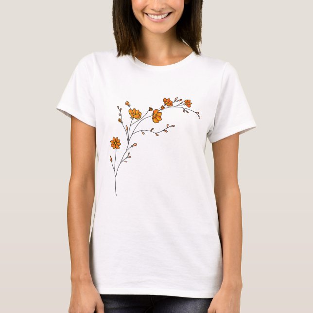 Camiseta Feminina de Manga Curta Casual – Algodão  (Frente)