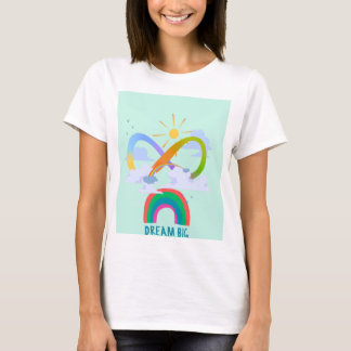 Camiseta feminina de manga curta com design colori