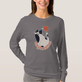 Camiseta Feminina de Manga Longa Gato Smoking Fiqu