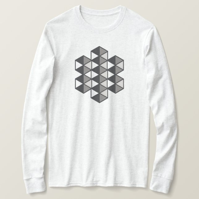 Camiseta Feminina de Manga Longa Triângulos Unidos (Frente do Design)