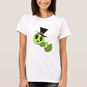 Camiseta Feminina de Minhoca Fofa com Chapéu