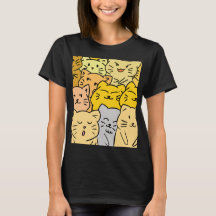 Camiseta Feminina de Multidão Fofa de Gato para Us