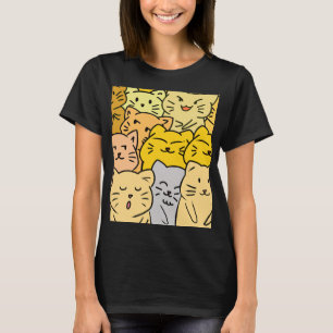 Camiseta Feminina de Multidão Fofa de Gato para Us