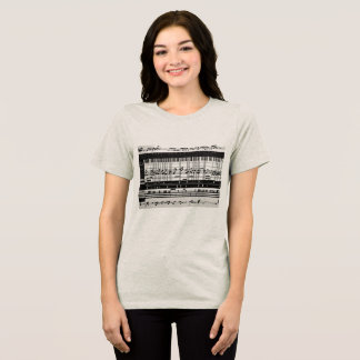 Camiseta feminina de notas musicais