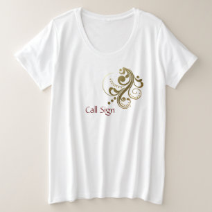Camiseta feminina de ouro com inscrição personaliz