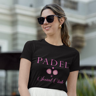 Camiseta Feminina de Padel-Social Club Preta & Ros