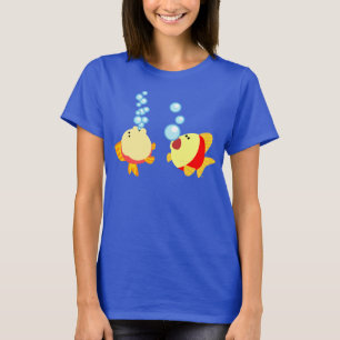 Camiseta Feminina de Peixe de Desenho Animado Fofo