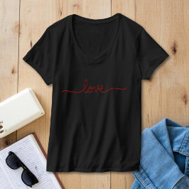 Camiseta Feminina de Pescoço em V Preto com Letra 