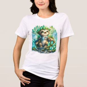 Camiseta Feminina de Preguiça de Cristal Fofo Fa