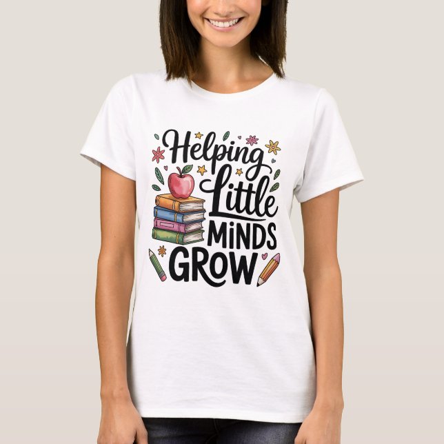 Camiseta Feminina de Professora Ajudando Mentes Pe (Frente)