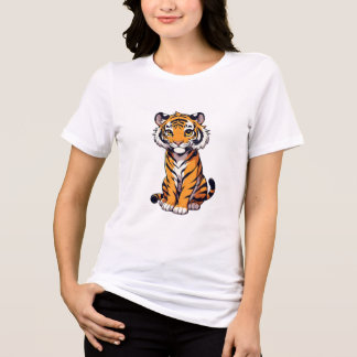 Camiseta Feminina de Tigre Fofo