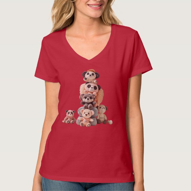 Camiseta Feminina de Urso de Pelúcia Fofo – Adoráv (Frente)