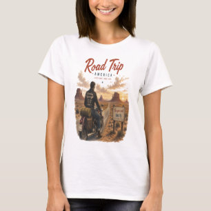 Camiseta Feminina de Viagem de Moto Vintage Americ