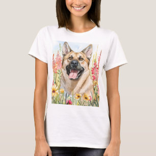 Camiseta Feminina de Watercolor do Norwegian Elkho