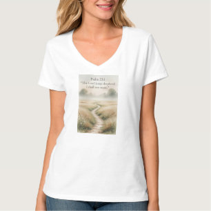 Camiseta Feminina Decote V Salmo 23:1 Cristã