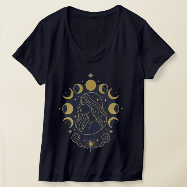 Camiseta Feminina Deusa Celestial Lua e Estrelas (Postura )