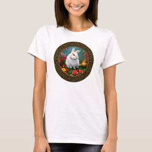 Camiseta Feminina do Ano do Coelho do Zodíaco Chin
