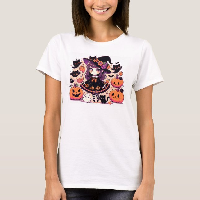 Camiseta feminina do Halloween (Frente)