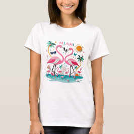 Camiseta feminina do Miami Flamingo Paradise