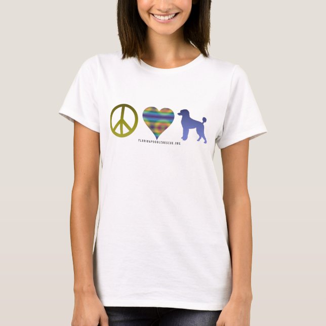 Camiseta feminina do Peace Love Poodle (Frente)