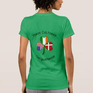 Camiseta feminina do trevo da Dinamarca Irlanda EU