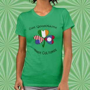 Camiseta feminina do trevo da Irlanda EUA Laos Per