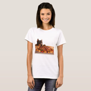 Camiseta Feminina Doberman Engraçado Olhando para 