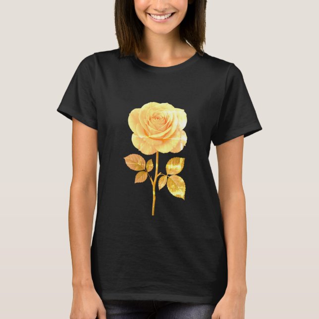 Camiseta feminina elegante com Impressão de Rosa d (Frente)