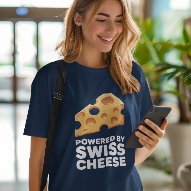 Camiseta Feminina Engraçada com Tema Queijo Suíço (Criador carregado)