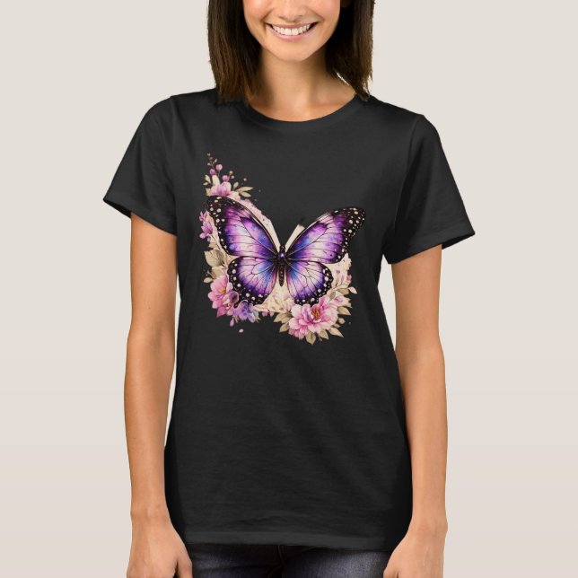 Camiseta Feminina Flor de Borboleta com Graça |  (Frente)