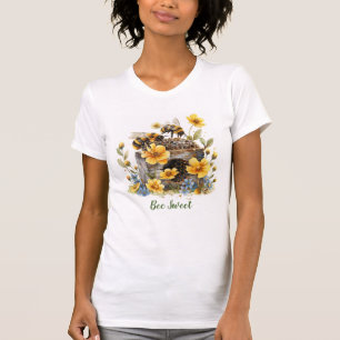 Camiseta Feminina Flor Silvestre Doce Abelha Fofa
