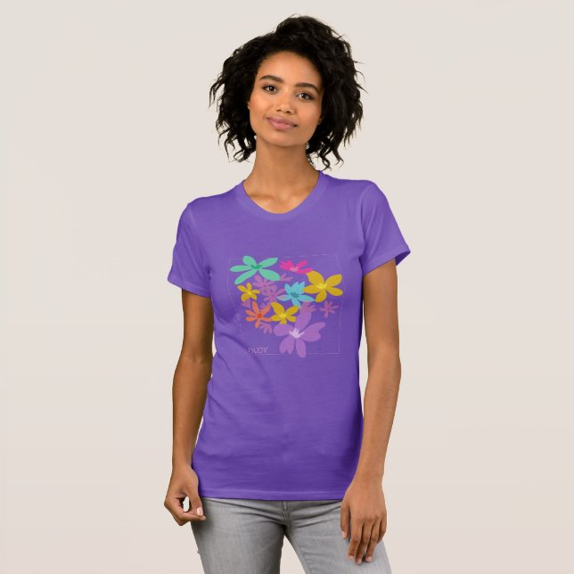 Camiseta feminina floral bonito e colorida personalizada (Frente Completa)