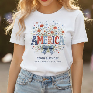 Camiseta Feminina Floral de Aniversário de 250 ano