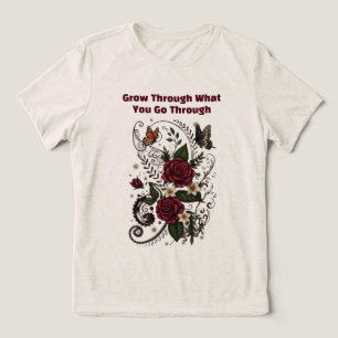 Camiseta Feminina Floral Inspiradora "Superar"