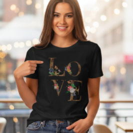 Camiseta Feminina Floral LOVE Rustica